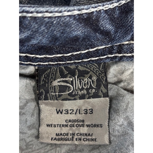 Silver Jeans Co Aiko Bootcut Distressed Thick Stitch Embroidered W32 L33 - Picture 6 of 6